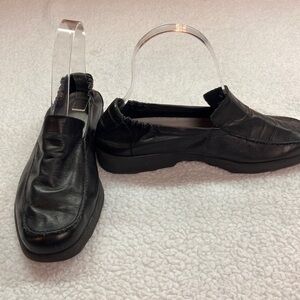 Easy Spirit Leather Slip On Oxford Flats Black Size 6